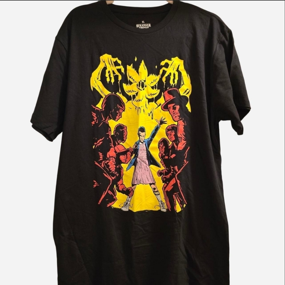 Stranger things Black Tee with Bold Graphic Design